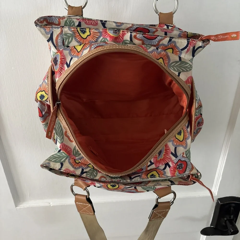 Lily Bloom Canvas Top Handle Bag Purse Floral Colorful Spring